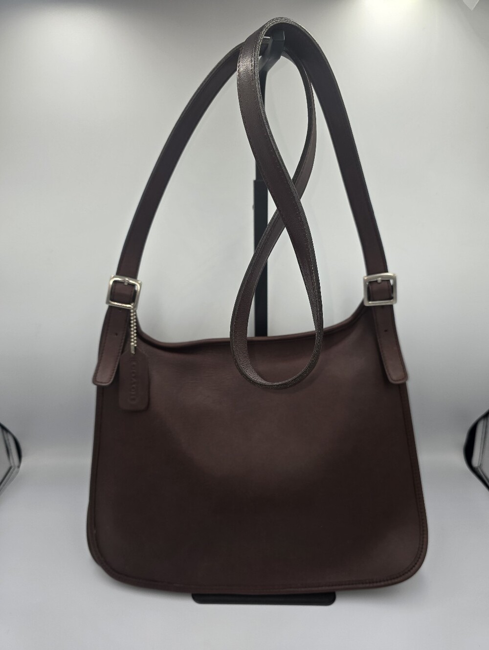 Vtg (2000) COACH 9134 Slim Hippie Flap Shoulder Bag Crossbody Mahogany Leather